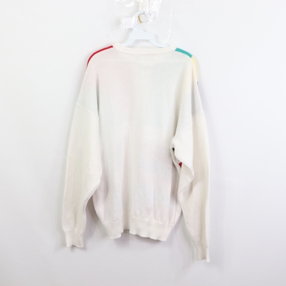 90s XL Multi Color Striped Color block Sweater - Picture 5 of 8